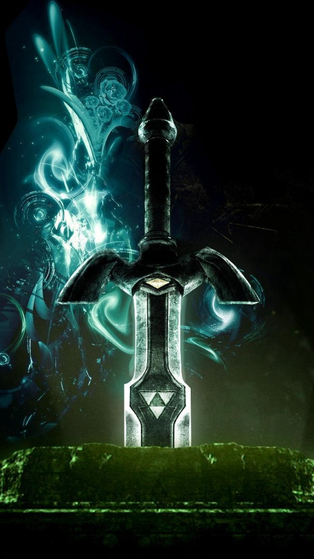 Glowing sword handle green surface free wallpaper - medium preview image