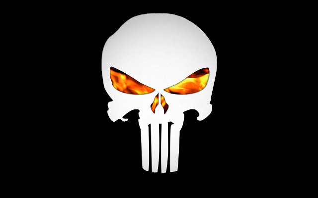 White skull orange eyes black free wallpaper - medium preview image