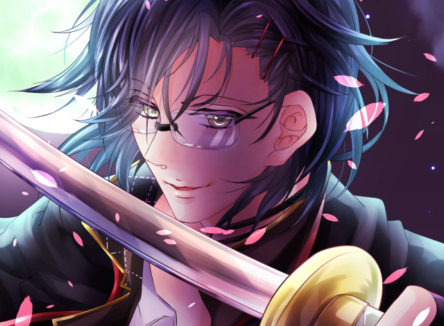 Man sword suit purple background free wallpaper - medium preview image