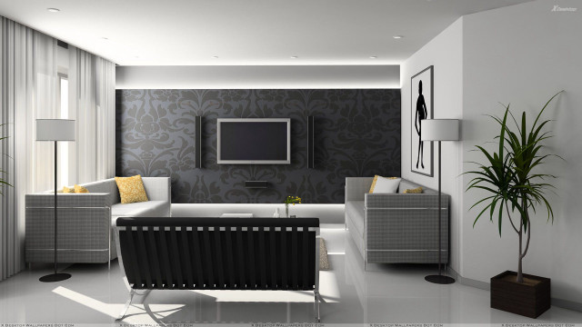 Livingroom tv couch center plant free wallpaper - medium preview image