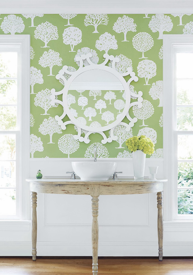 Bathroom sink mirror wallpaper trees free wallpaper - medium preview image
