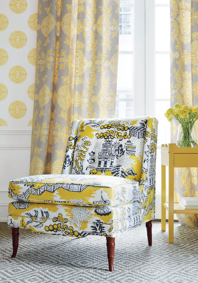 Yellow chair window yellow curtains free wallpaper - medium preview image