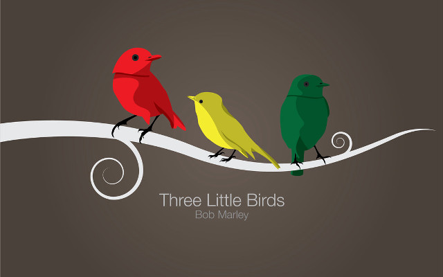 Three little birds sitting on free wallpaper - medium preview image