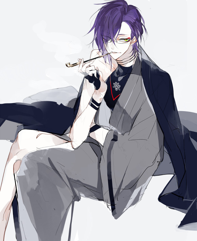 Man purple hair chair smoking free wallpaper - medium preview image