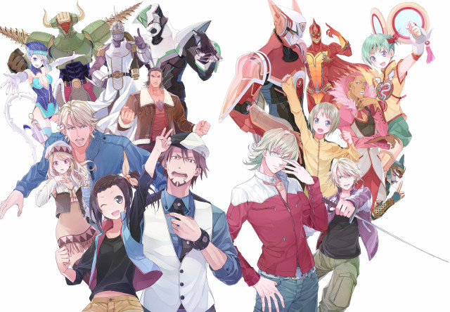 Anime characters group hands up free wallpaper - medium preview image