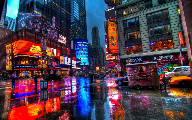 City street neon lights buildings #3 free wallpaper - medium preview image