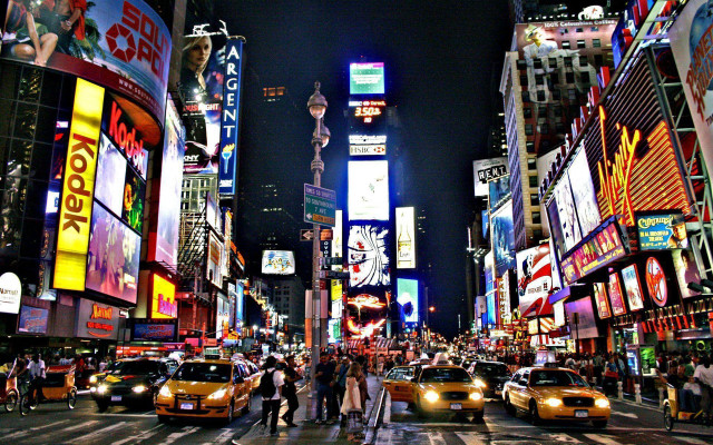 City street night neon traffic free wallpaper - medium preview image