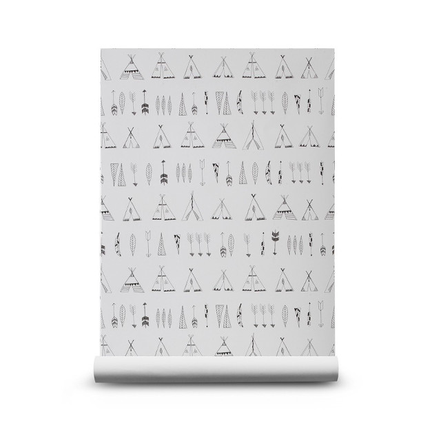 White wall teepees trees pattern free wallpaper - medium preview image