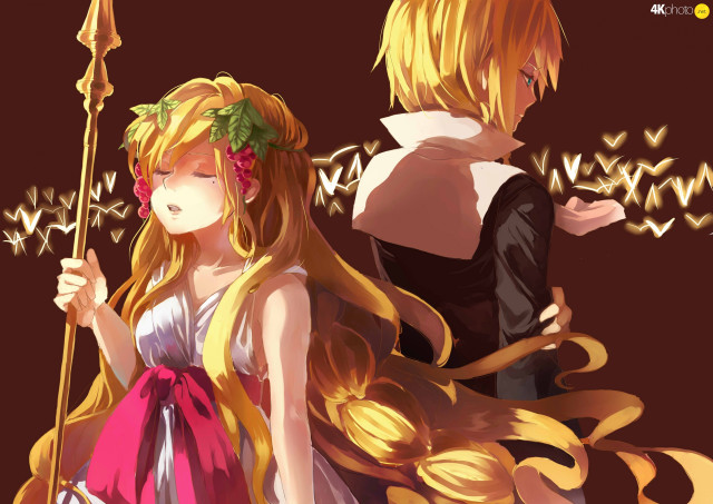 Anime couple wand flower hair free wallpaper - medium preview image