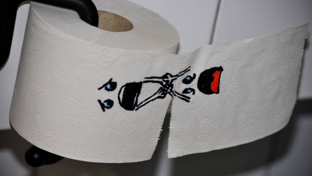 Toilet paper cat red dot free wallpaper - medium preview image