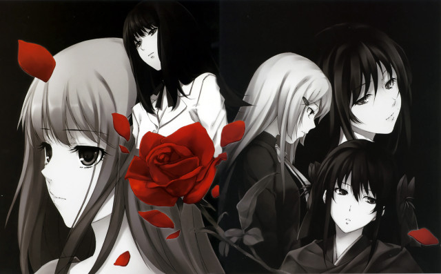 Anime girls long hair rose free wallpaper - medium preview image