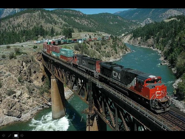Train bridge river mountains trees free wallpaper - medium preview image