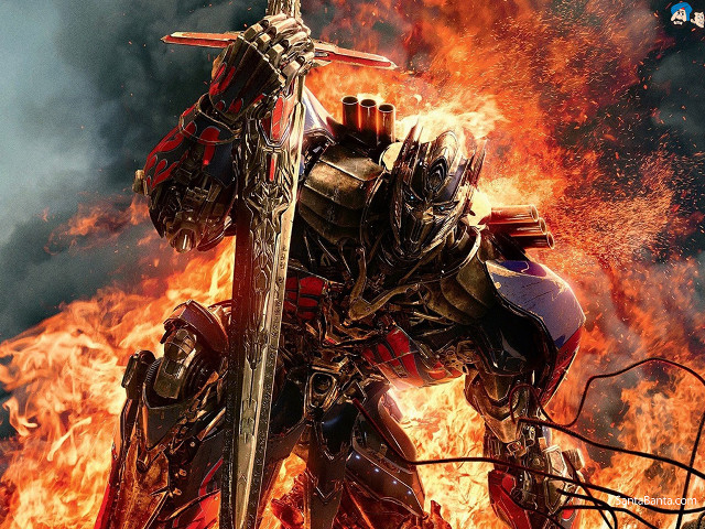 Robot fire sword standing in free wallpaper - medium preview image