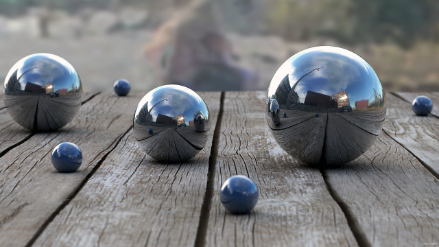 Shiny balls wooden table group free wallpaper - medium preview image