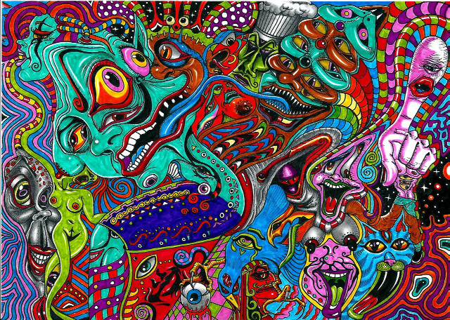 Group people colors patterns painting free wallpaper - medium preview image