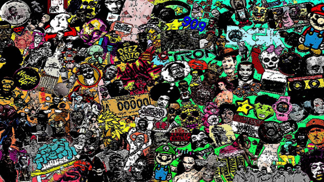 Stickers wall large group colorful free wallpaper - medium preview image