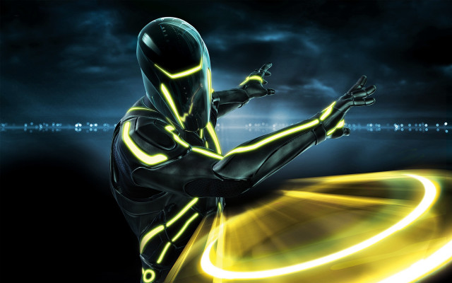 Futuristic man dancing light up free wallpaper - medium preview image