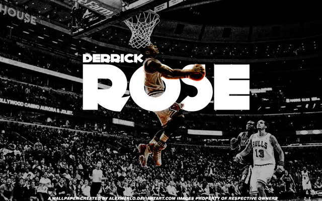 Derrick rose dunking basketball crowd free wallpaper - medium preview image