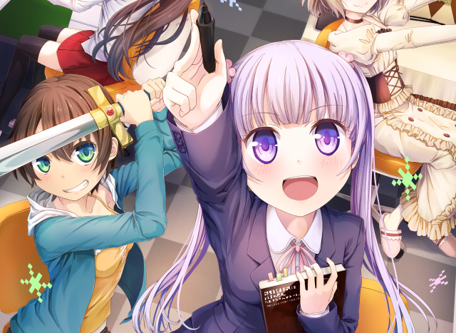 Anime girls checkered floor sword free wallpaper - medium preview image