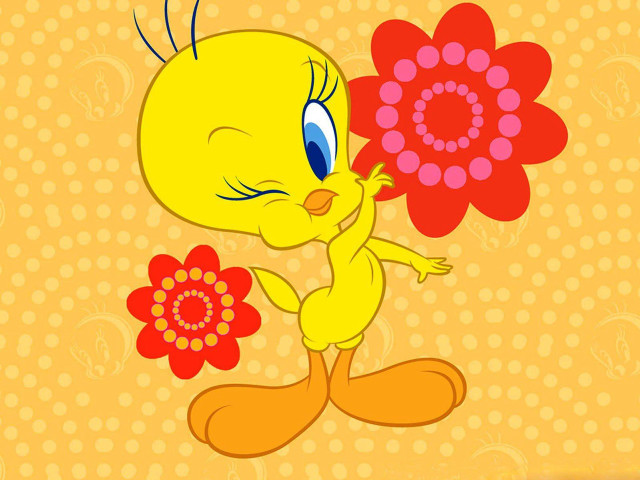 Cartoon character holding flower smiling free wallpaper - medium preview image