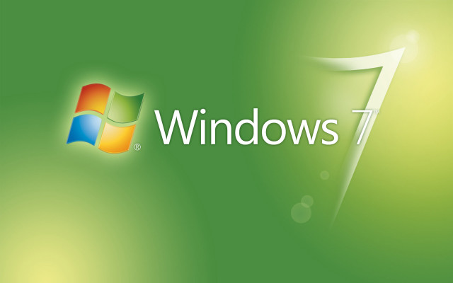 Green background windows7 logo left free wallpaper - medium preview image