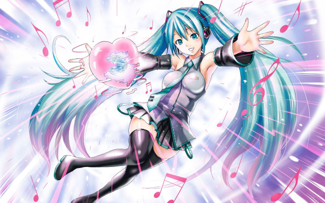 Anime girl long hair heart #3 free wallpaper - medium preview image