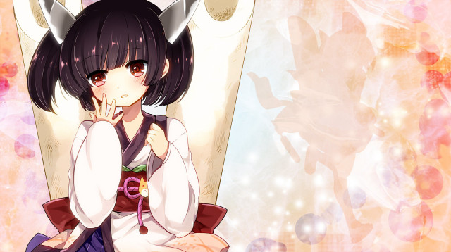 Girl horns white shirt purple free wallpaper - medium preview image