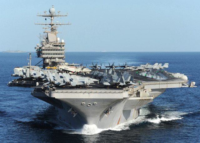 Aircraft carrier ocean small ship free wallpaper - medium preview image