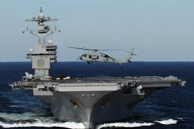 Helicopter flying ship ocean air free wallpaper - medium preview image