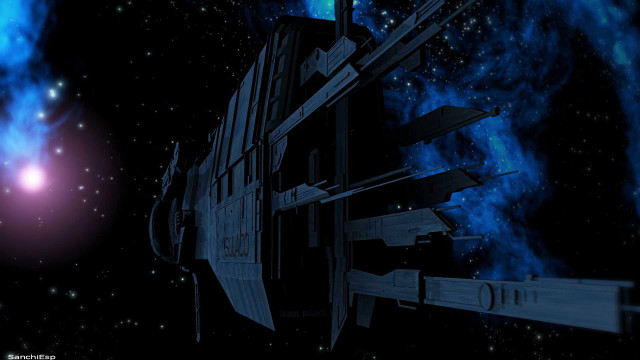 Space station galaxy bright star free wallpaper - medium preview image