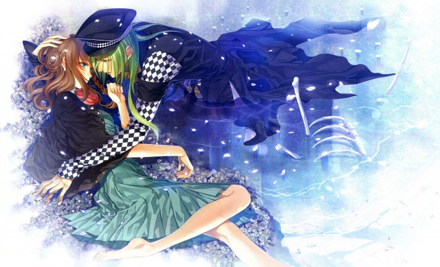 Woman sitting ground man hat free wallpaper - medium preview image