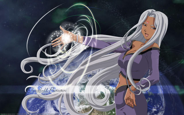 Woman long white hair purple #5 free wallpaper - medium preview image