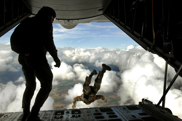 Man parachute air clouds jump free wallpaper - medium preview image