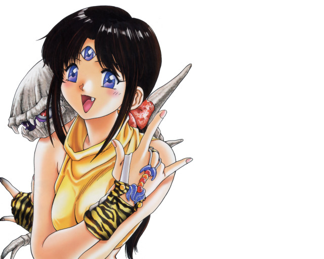 Woman knife bird yellow shirt free wallpaper - medium preview image