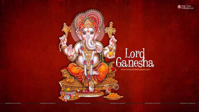 Ganesha red background white border free wallpaper - medium preview image