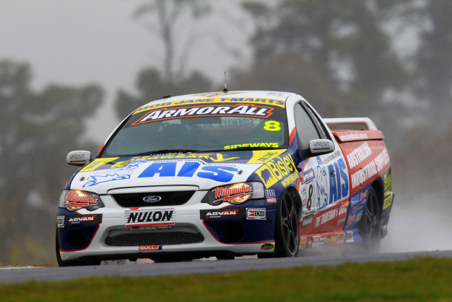 Car driving track trees fog free wallpaper - medium preview image