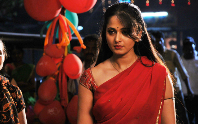 Woman red sari balloons ceiling free wallpaper - medium preview image
