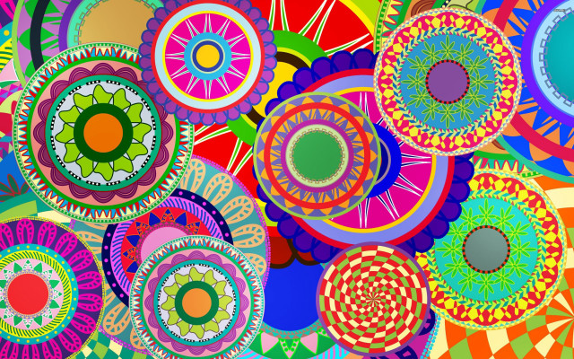 Colorful background circular objects center free wallpaper - medium preview image