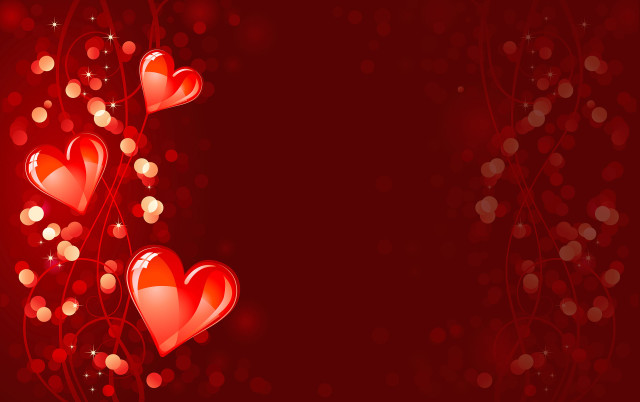 Red background hearts lights bubbles free wallpaper - medium preview image