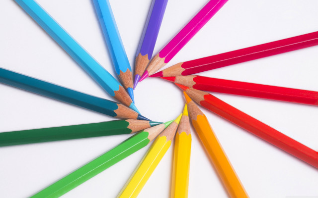Colored pencils circle white background free wallpaper - medium preview image