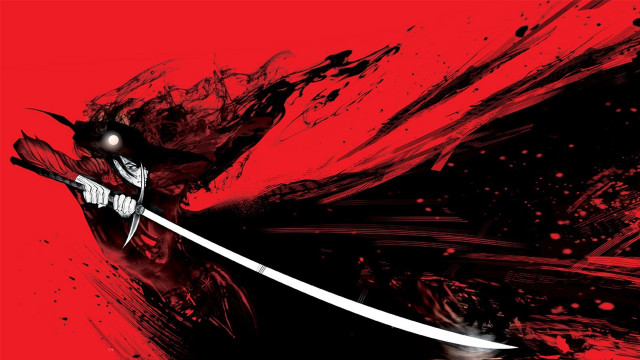 Man sword red background paint free wallpaper - medium preview image