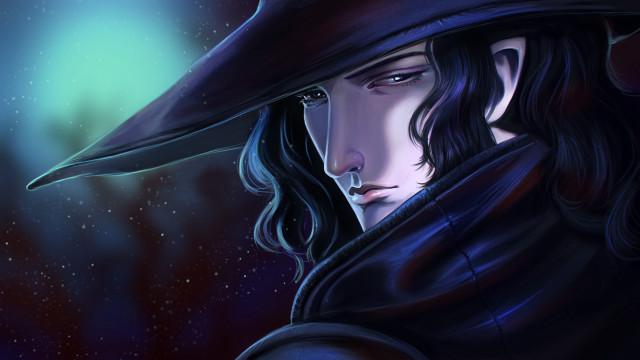 Gothic man hat cloak longblackhair free wallpaper - medium preview image