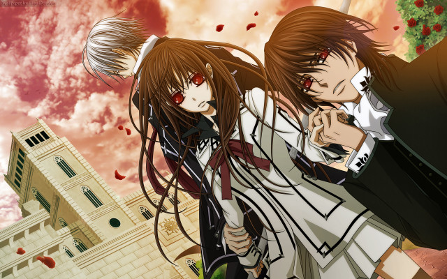 Anime couple castle red sky free wallpaper - medium preview image
