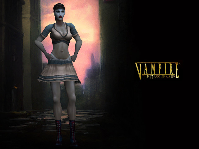 Woman dress dark alley vampire free wallpaper - medium preview image