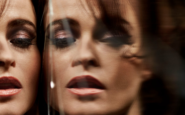 Woman eyes closed face reflected free wallpaper - medium preview image