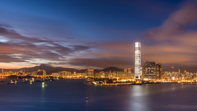 City skyline tall tower lit free wallpaper - medium preview image