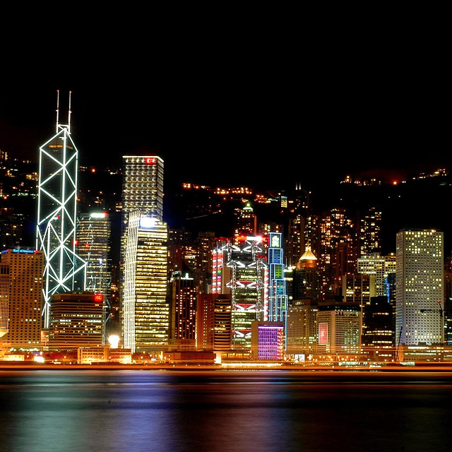 City skyline night lights boat #7 free wallpaper - medium preview image