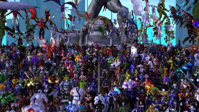 Large group people giant statue free wallpaper - medium preview image