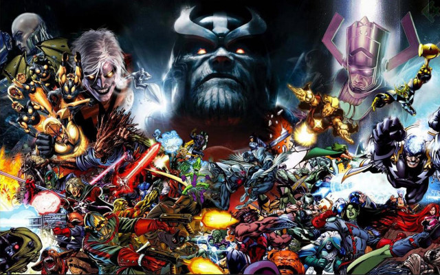 Cartoon characters group black red free wallpaper - medium preview image