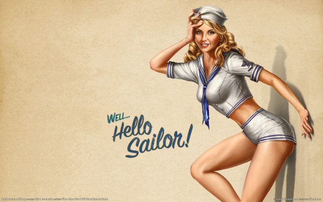 Woman uniform hat cigarette pose free wallpaper - medium preview image